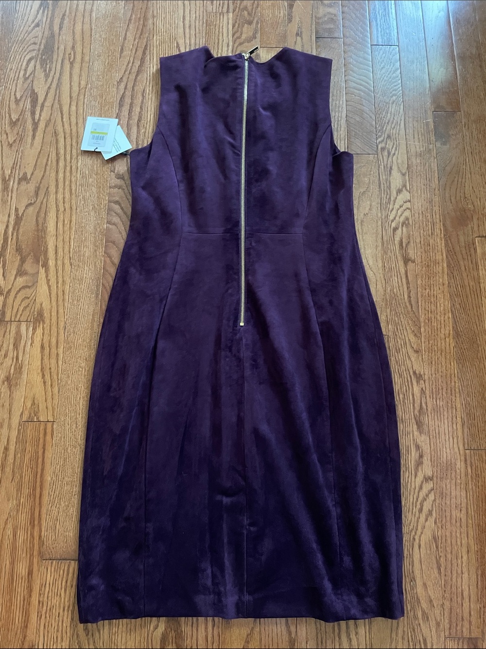 Calvin Klein Plum Faux Suede Sleeveless Shift Dress Women’s Sz 14 NWT - Picture 2 of 9